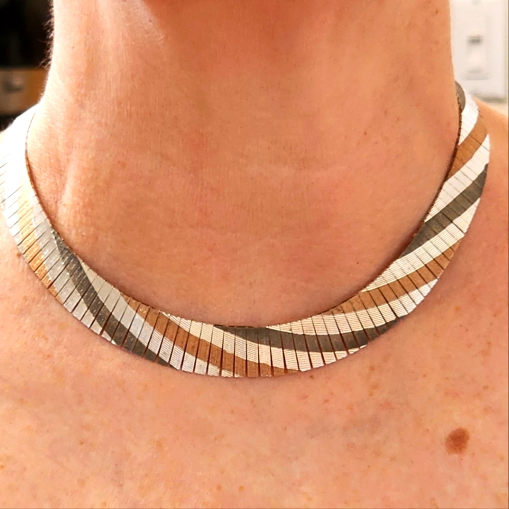 Vintage Sterling 925 tricolor necklace. Bought from Gilbert Ortega in Arizona